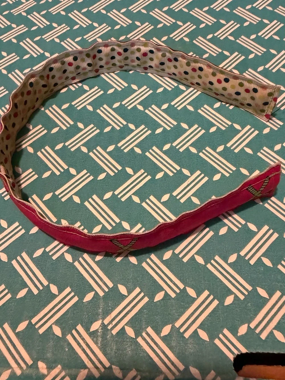 Pink Printed Reversible Fabric Headband - Kids Field Hockey theme Accessories